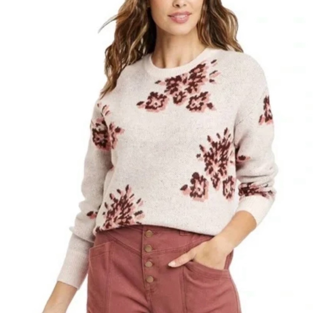 Knox Rose Cream and Pink Floral Sweater
